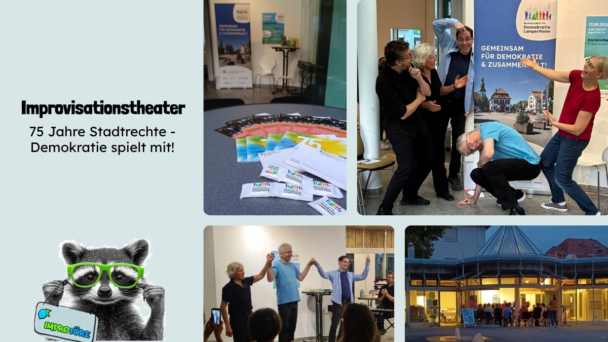 Improvisationstheater-Aufführung am 19.09.2026, organisiert von der Partnerschaft für Demokratie Lampertheim.