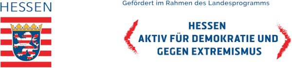 Logo Hessen mit Förderzusatz - Gefördert im Rahmen des Landesprogramms "HESSEN AKTIV FÜR DEMOKRATIE UND GEGEN EXTREMISMUS"
