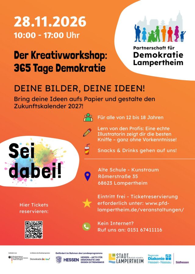 Plakat: Kreativworkshop am 28.11.2026 für Jugendliche und junge Menschen im Alter von 12 bis 18 Jahren