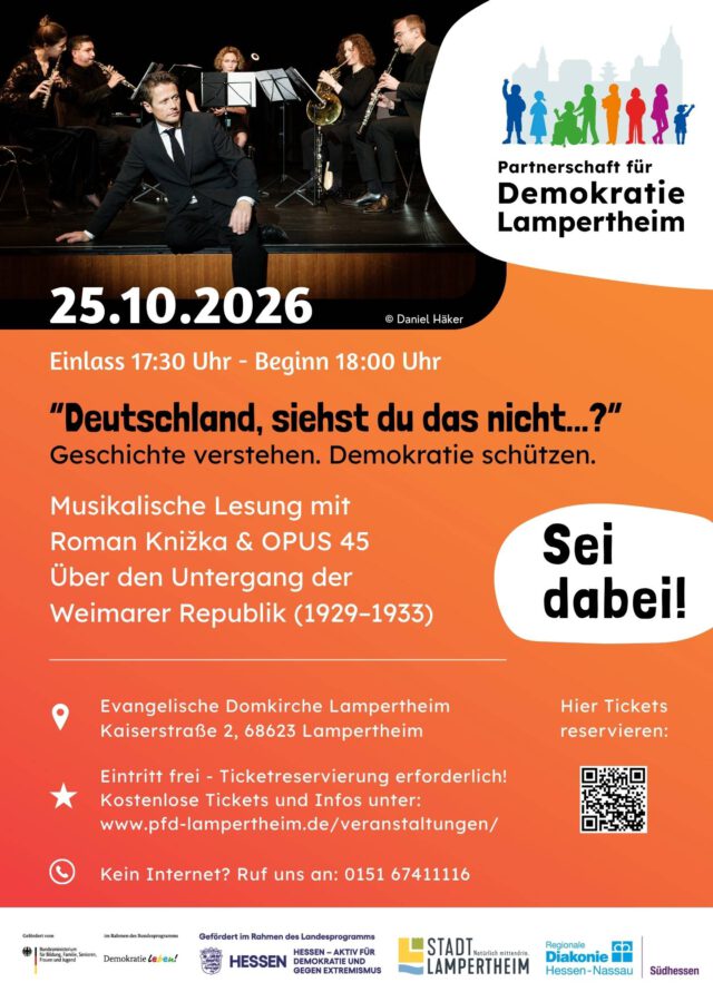 Plakat: Musikalische Lesung: „Deutschland siehst du das nicht…?“ – Geschichte verstehen. Demokratie schützen.