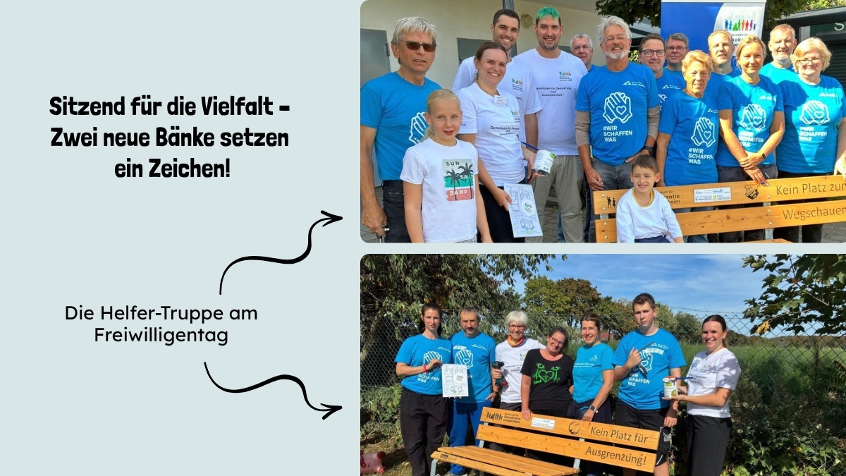 Header: Sitzend für die Vielfalt - Zwei neue Bänke setzen ein Zeichen!
